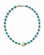 Blue Red Beaded - Necklace